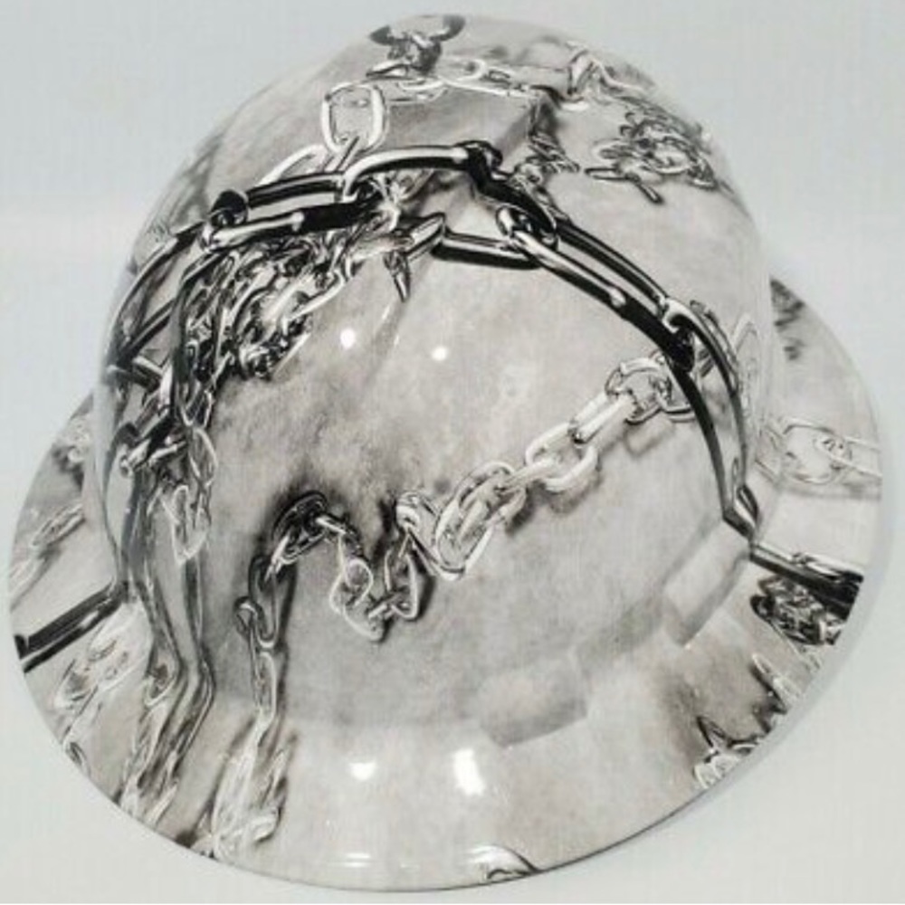 New Full Brim Hard Hat Custom Hydro Dipped CHAINS.
